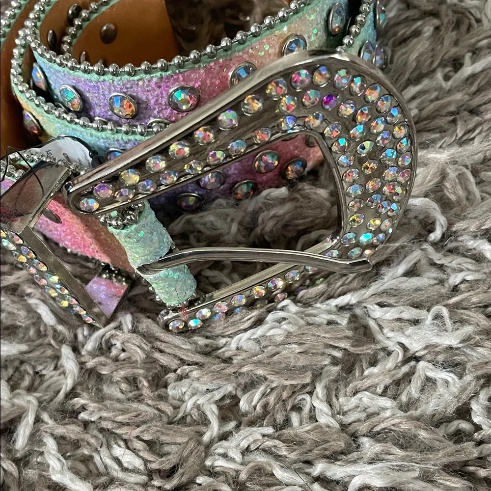 Iridescent Rhinestone Belt - Picture 2 of 10
